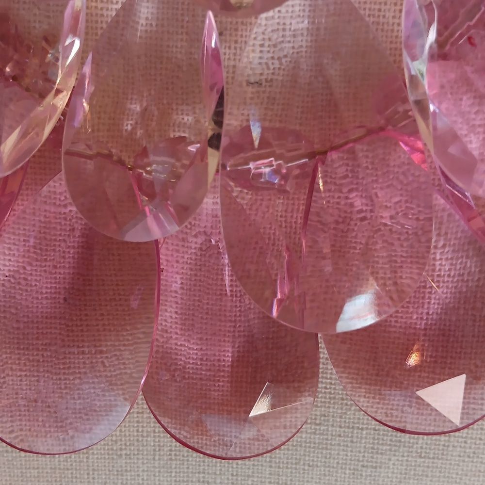 Joan Rivers Elegant Three Row Faceted Pink Drops Statement Necklace. Sparkly. - Picture 3 of 9